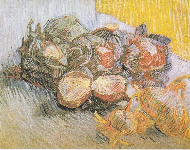 Still life with red cabbage and onions, Vincent Van Gogh